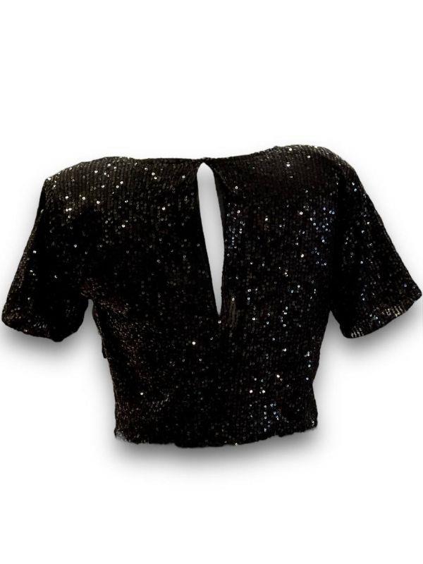 Kadın Kısa Vatkalı Pullu Bluz