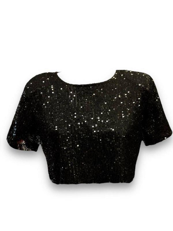 Kadın Kısa Vatkalı Pullu Bluz