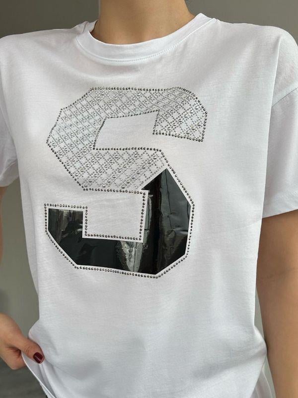 Kadın Taşlı S Baskılı Tshirt