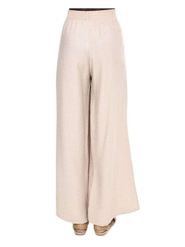 Kadın Yanları Yırtmaçlı Halat Detaylı Geniş Paçalı Tasarım Pantolon