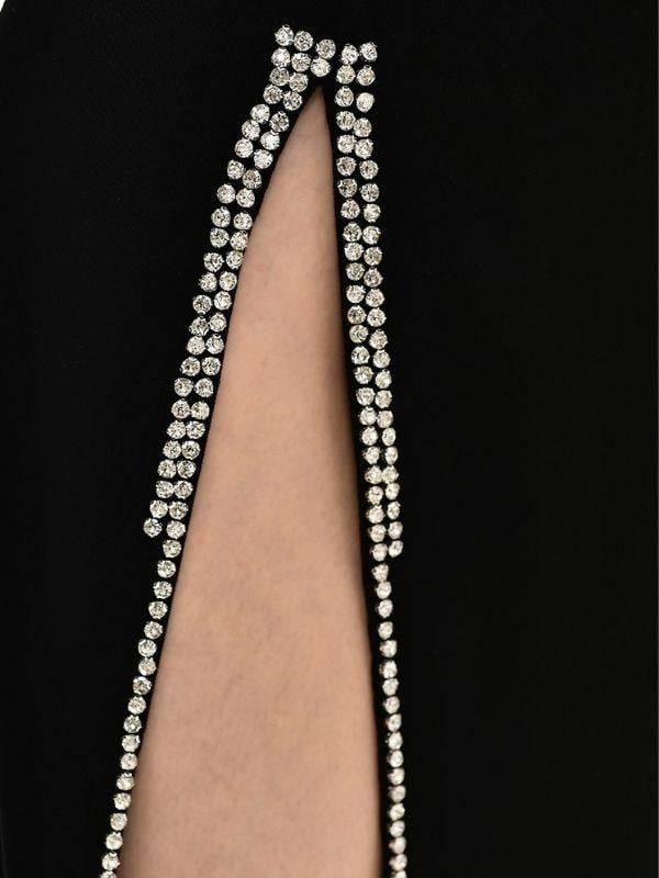 Kadın Yanları Yırtmaçlı Taş Detaylı Geniş Paçalı Tasarım Pantolon