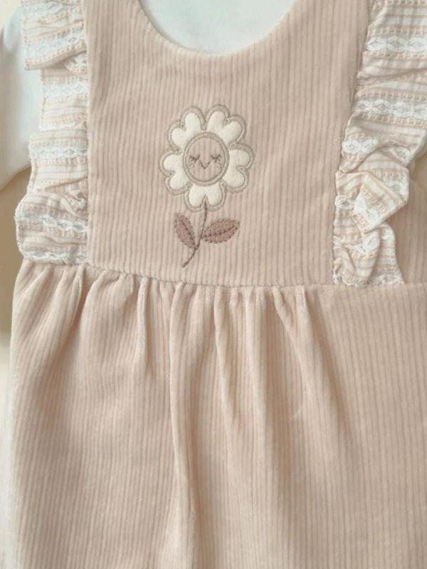 Kız Bebek 2 li Çiçek  İşlemeli Tulum