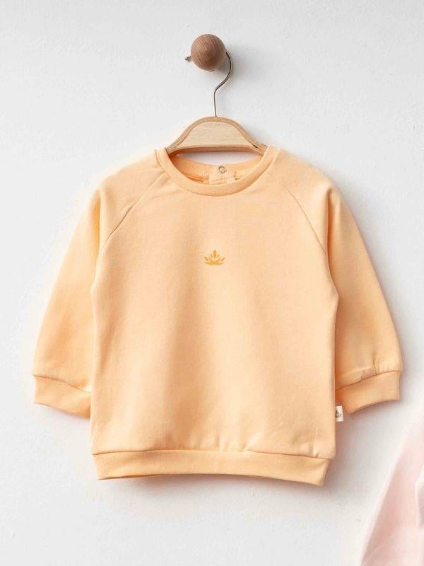 Kız Bebek 2’li Organik Basic Pembe ve Turuncu Sweatshirt Seti