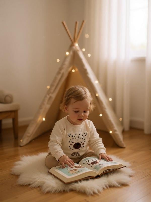 Kız Bebek Ayıcık Punch İşlemeli Sweatshirt