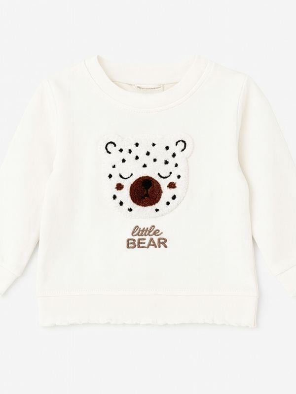 Kız Bebek Ayıcık Punch İşlemeli Sweatshirt