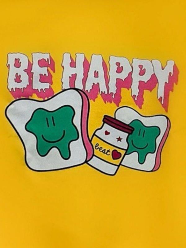 Kız Bebek Be Happy Baskılı Pamuklu Sweat