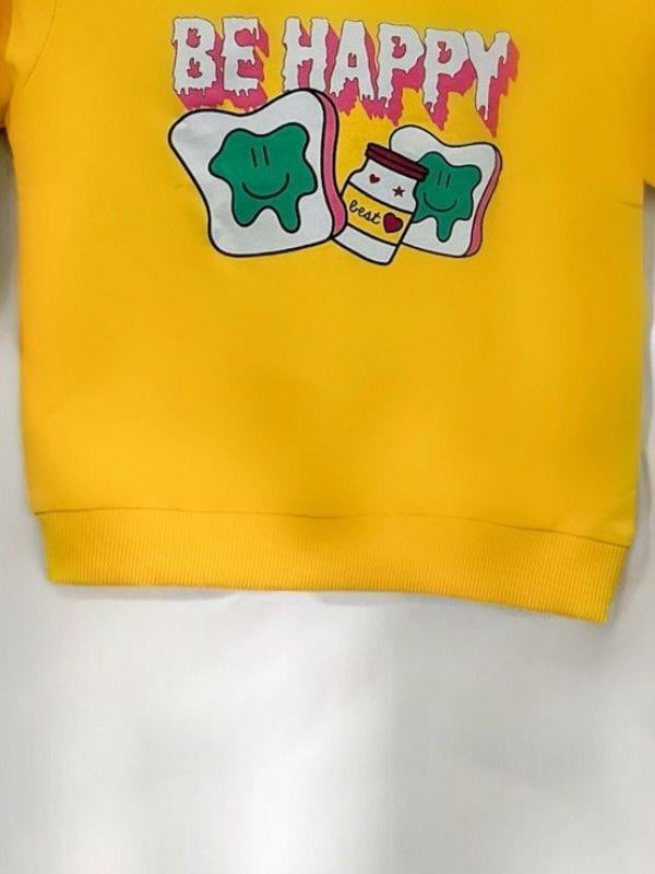 Kız Bebek Be Happy Baskılı Pamuklu Sweat