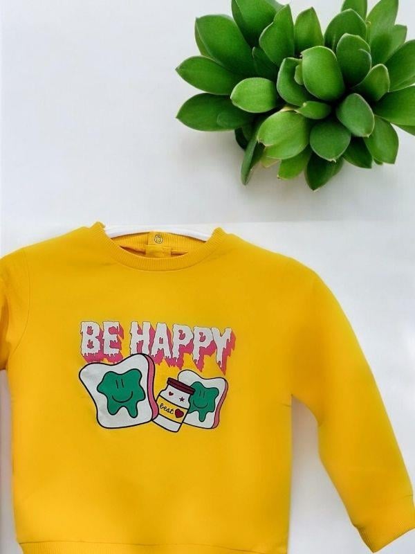 Kız Bebek Be Happy Baskılı Pamuklu Sweat