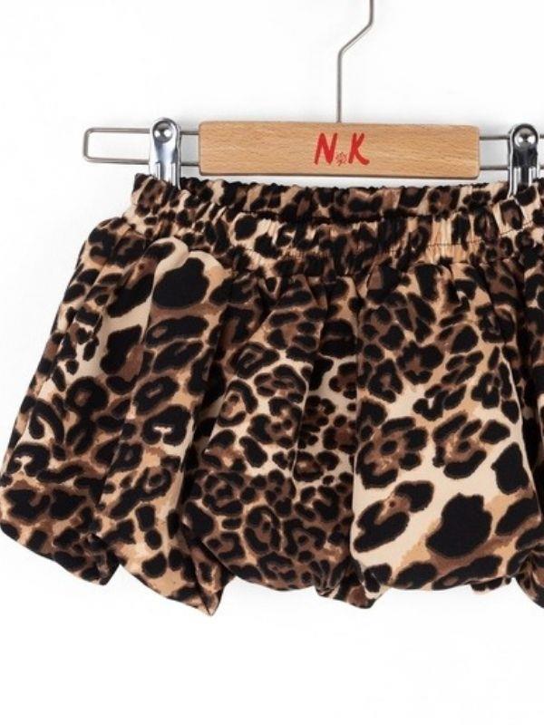 Kız Bebek Bel Lastikli Leopar Desenli Balon Etek