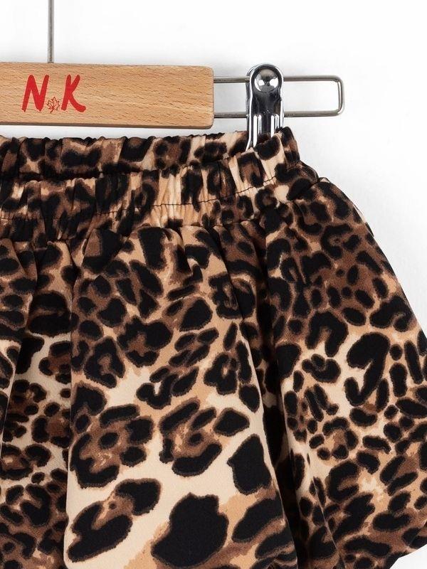 Kız Bebek Bel Lastikli Leopar Desenli Balon Etek
