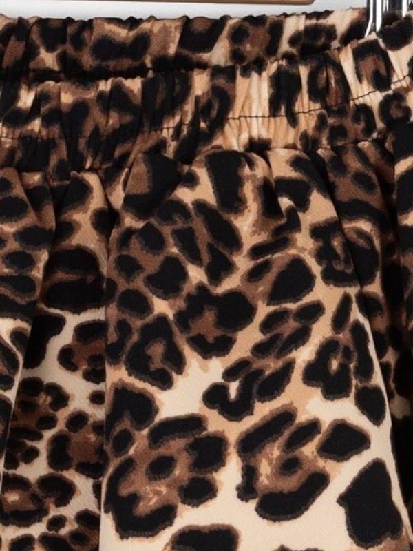 Kız Bebek Bel Lastikli Leopar Desenli Balon Etek