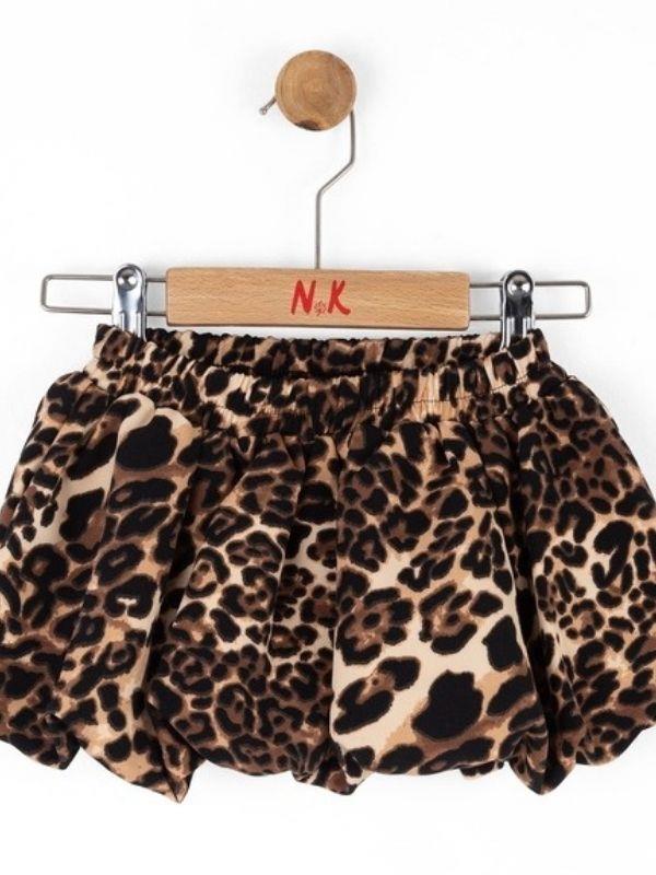 Kız Bebek Bel Lastikli Leopar Desenli Balon Etek