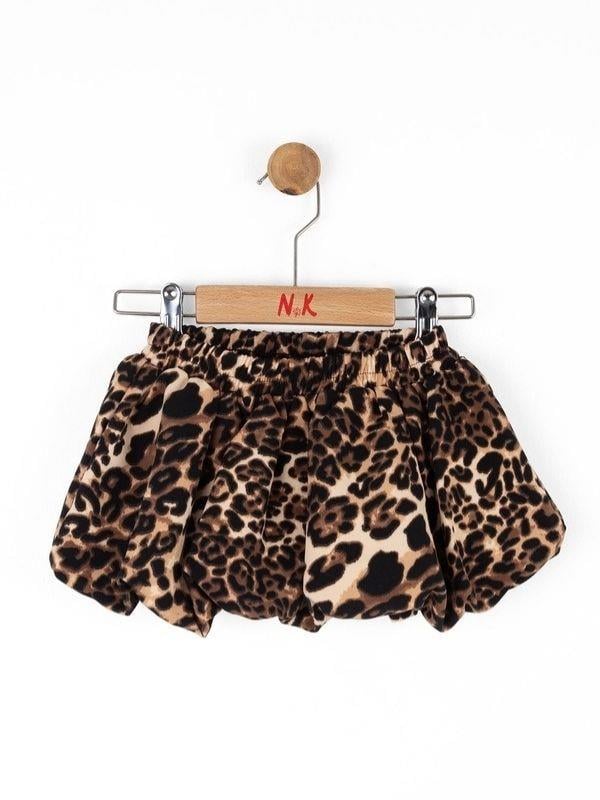 Kız Bebek Bel Lastikli Leopar Desenli Balon Etek