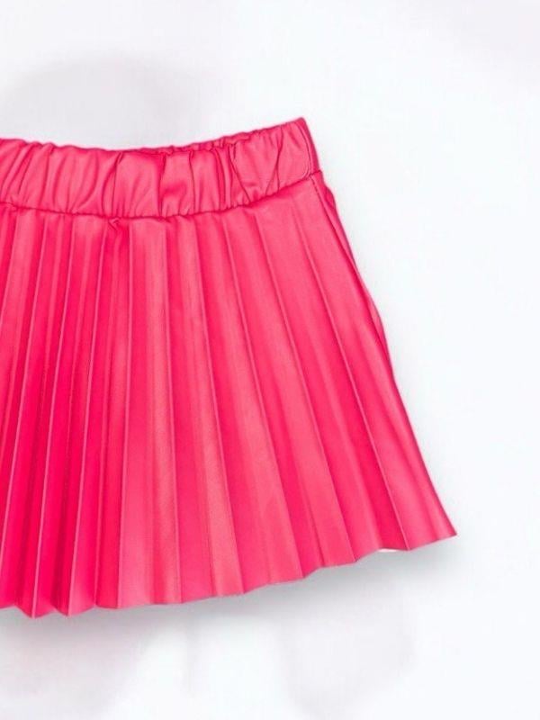 Kız Bebek Beli Lastikli Pilise Deri Etek