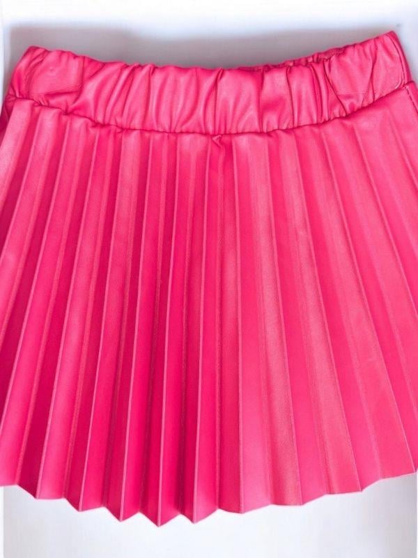 Kız Bebek Beli Lastikli Pilise Deri Etek