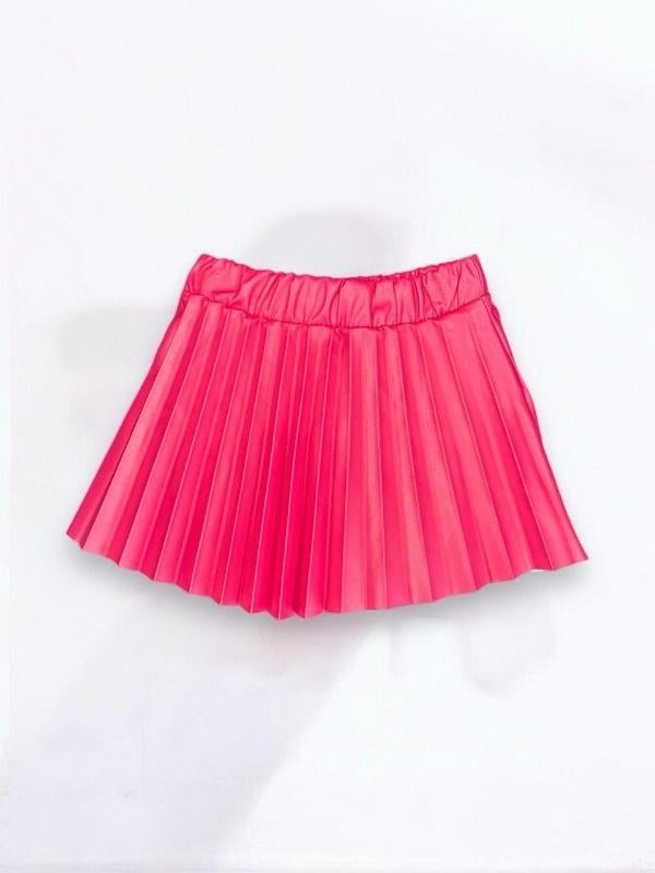 Kız Bebek Beli Lastikli Pilise Deri Etek