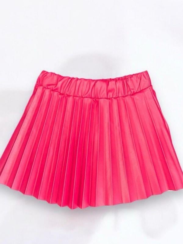 Kız Bebek Beli Lastikli Pilise Deri Etek