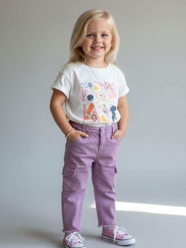 Kız Bebek Beli Lastikli Yumuşak Dokulu Pantolon