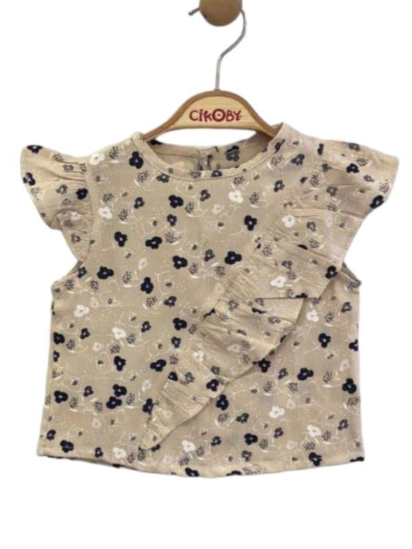 Kız Bebek  Bluzu Fırfırlı Çiçek Desenli Şort Takım