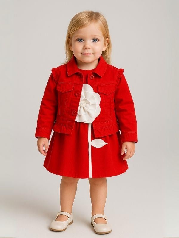Kız Bebek Cep Detaylı İnce Mevsimlik Ceket