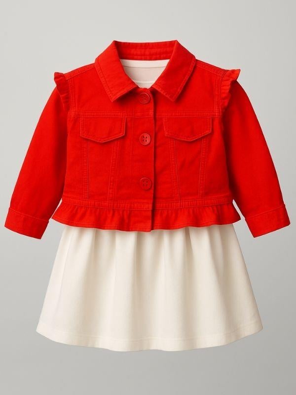 Kız Bebek Cep Detaylı İnce Mevsimlik Ceket