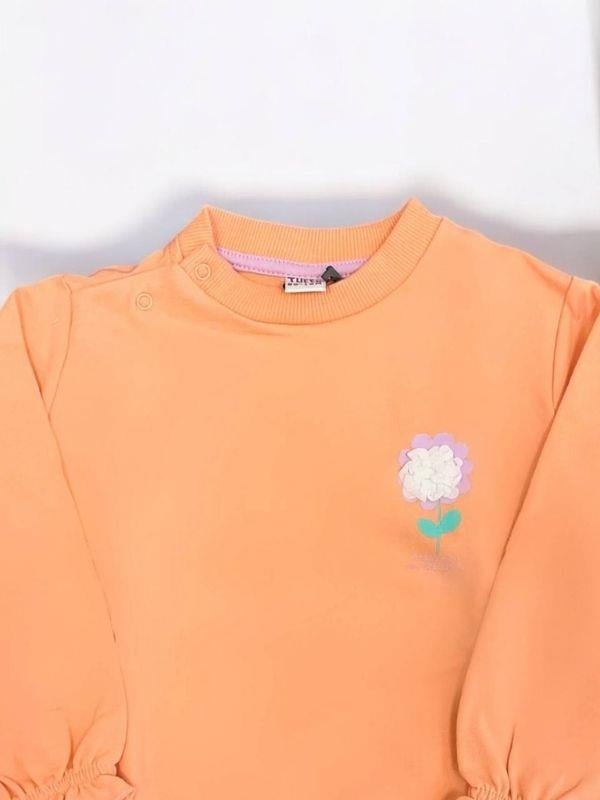 Kız Bebek Çiçek Baskılı Basic Sweatshirt