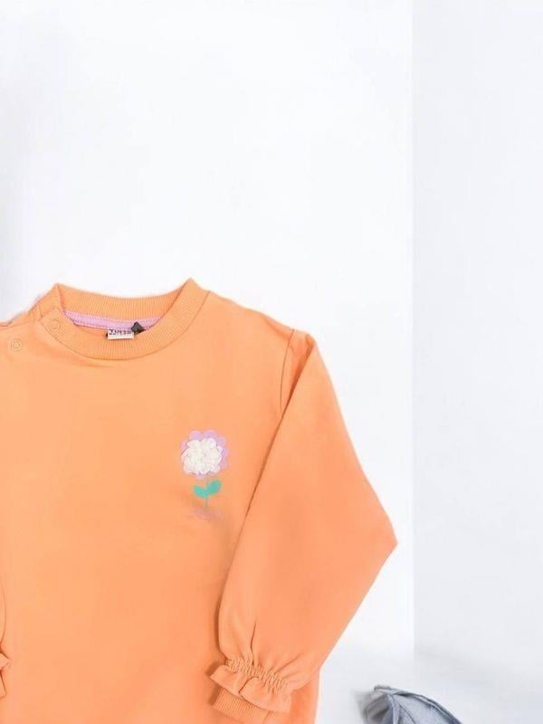 Kız Bebek Çiçek Baskılı Basic Sweatshirt