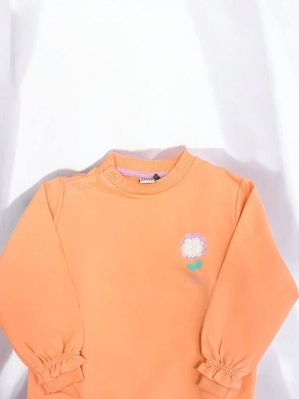 Kız Bebek Çiçek Baskılı Basic Sweatshirt