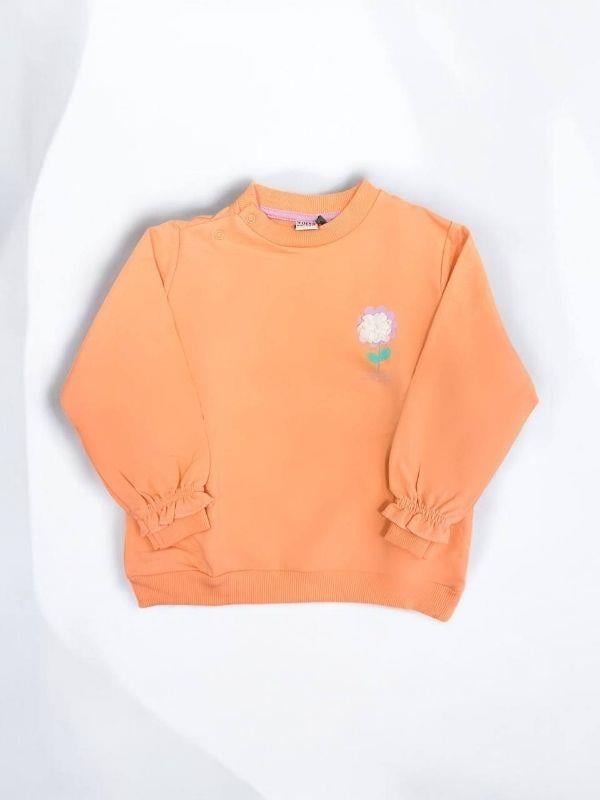 Kız Bebek Çiçek Baskılı Basic Sweatshirt
