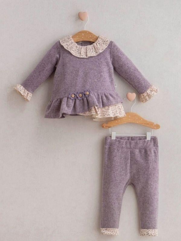 Kız Bebek Çiçek Desenli 2 li Takım