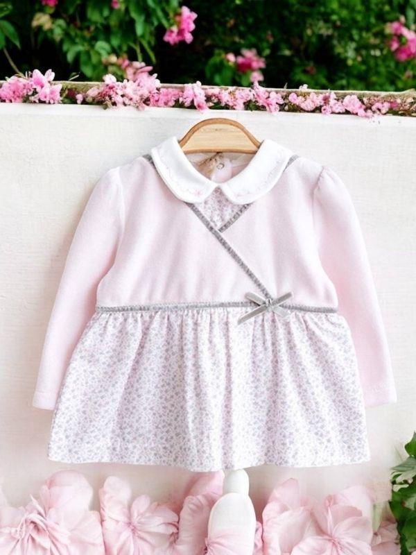 Kız Bebek Çiçek Desenli Emprime Kadife Saç Bantlı Eşofman Takım