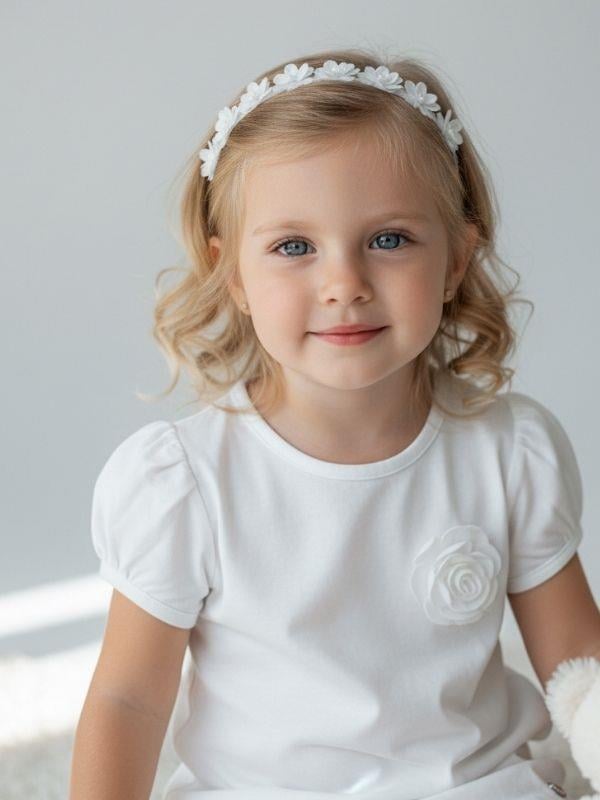 Kız Bebek Çiçek Detaylı Pamuklu T-shirt