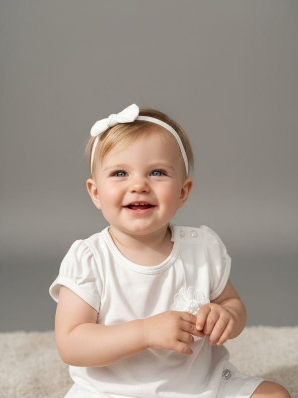 Kız Bebek Çiçek Detaylı Pamuklu T-shirt