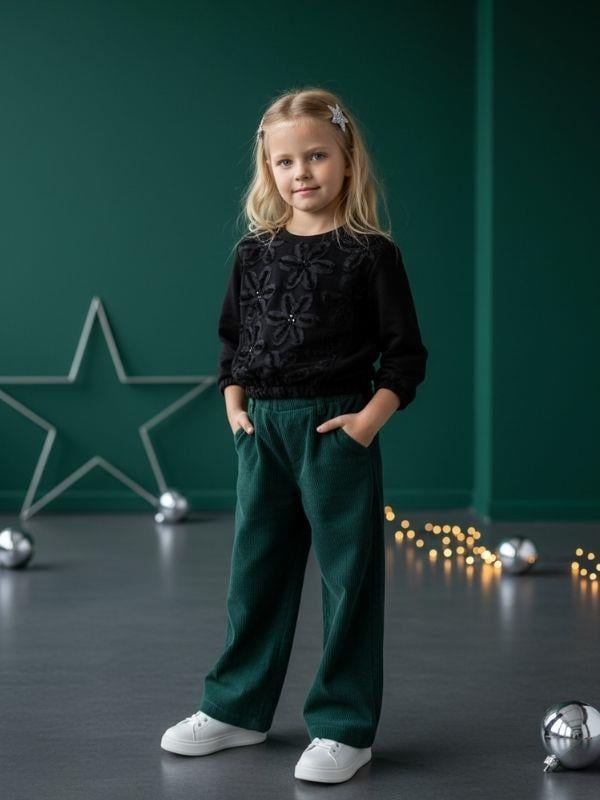 Kız Bebek Çiçek Nakışlı Sweatshirt