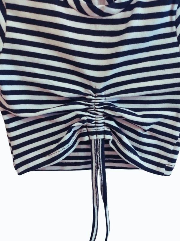 Kız Bebek Çizgili Büzgülü Örme Bluz