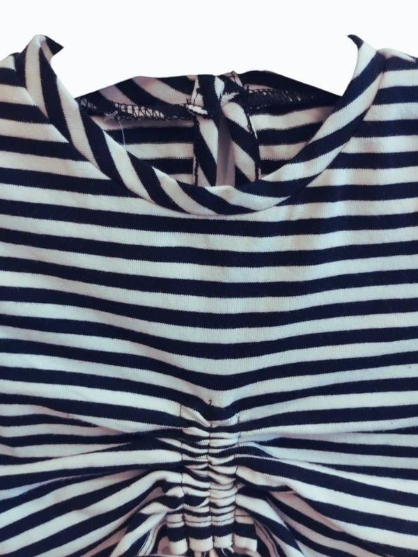 Kız Bebek Çizgili Büzgülü Örme Bluz