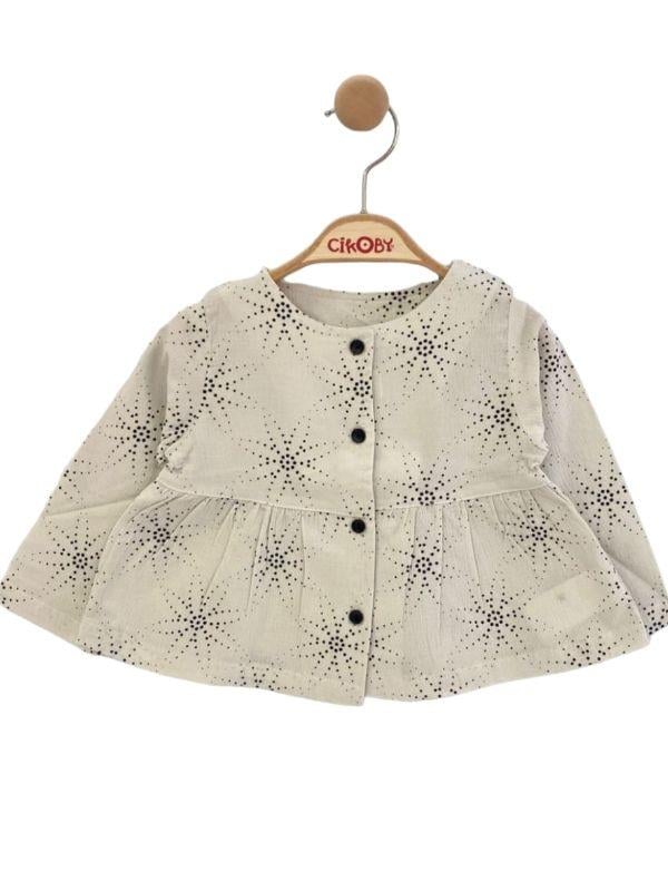 Kız Bebek Çocuk Düğmeli Desenli Gömlek