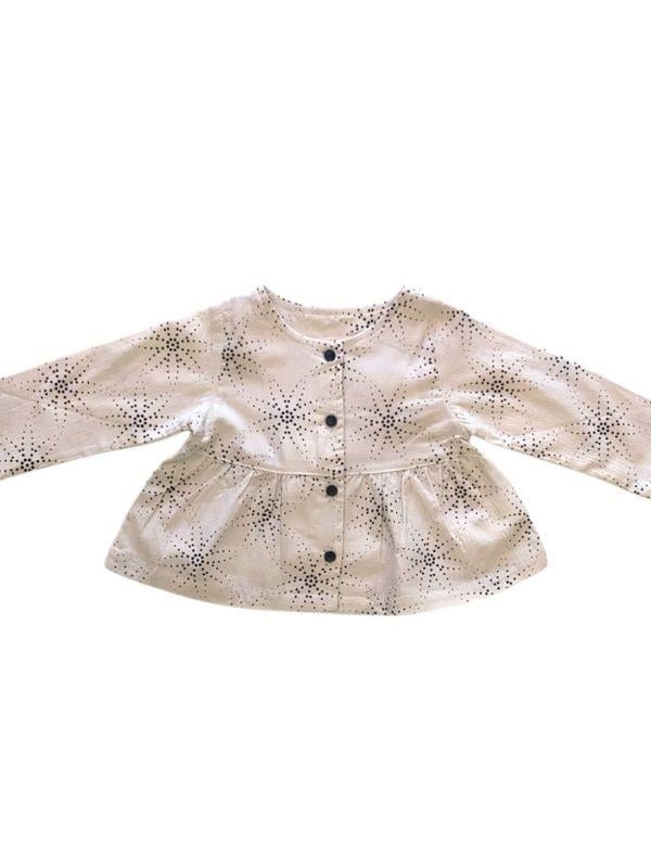 Kız Bebek Çocuk Düğmeli Desenli Gömlek