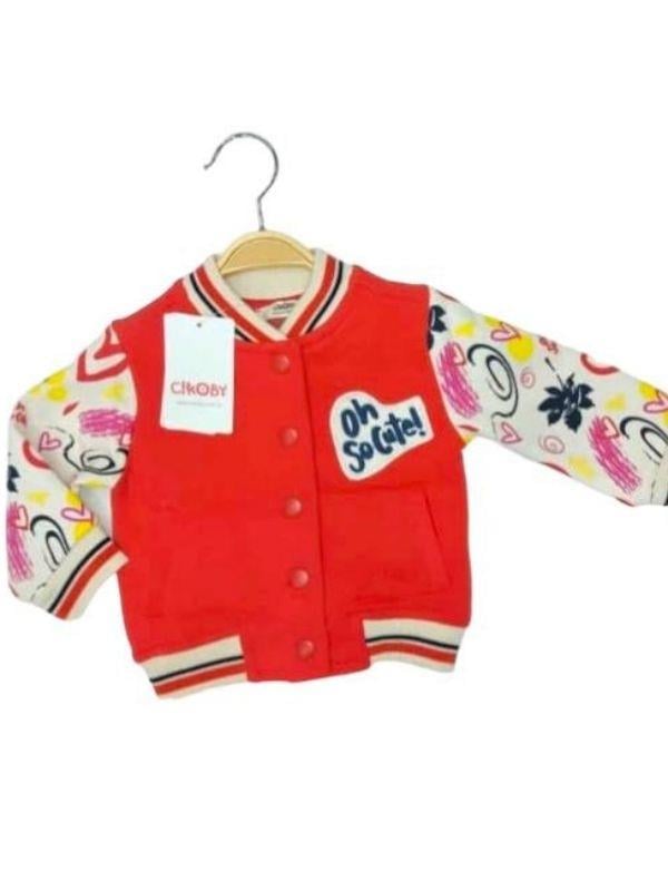 Kız Bebek Çocuk Kolları Desenli İçi şardonlu Kalın Kolej Hırka