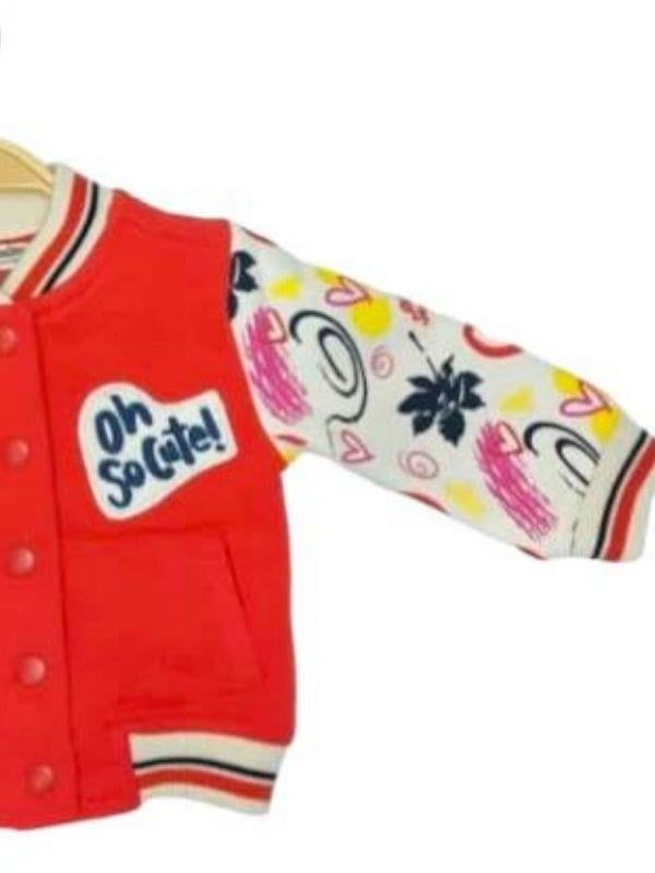 Kız Bebek Çocuk Kolları Desenli İçi şardonlu Kalın Kolej Hırka