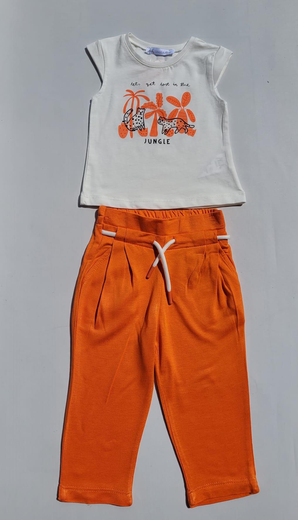 Kız Bebek Çocuk Minik Kaplanlı Pantolon Beli Lastikli Takım