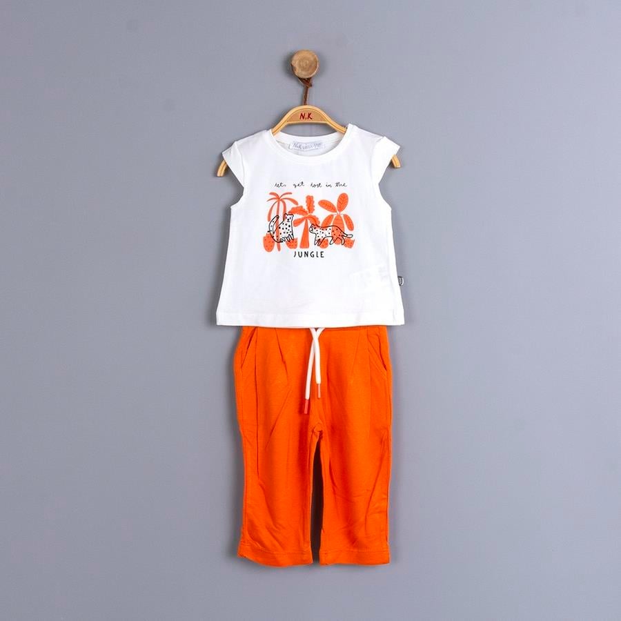 Kız Bebek Çocuk Minik Kaplanlı Pantolon Beli Lastikli Takım