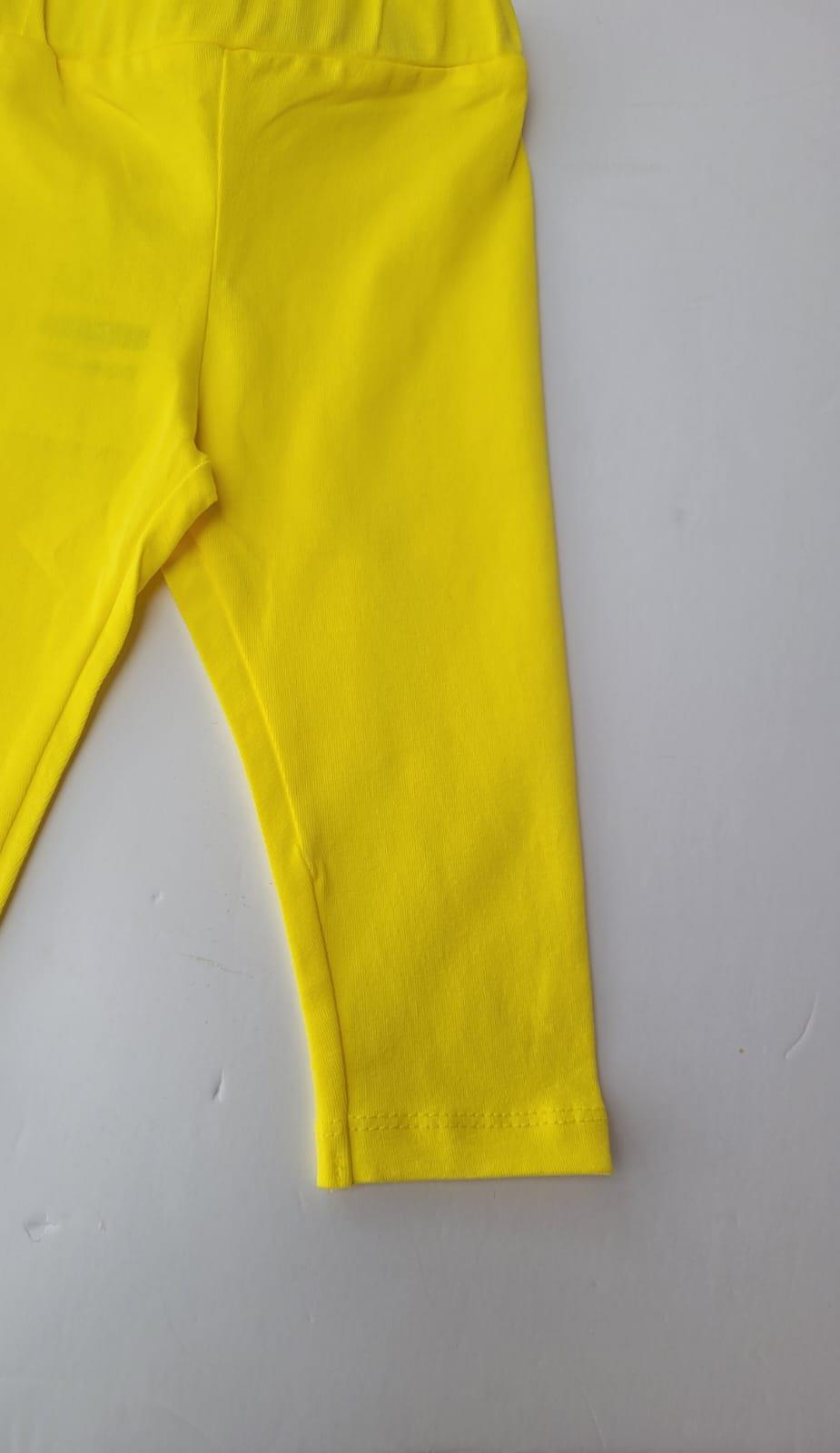 Kız Bebek Çocuk Pamuklu Esanek Yüksek Bel Sarı Tayt