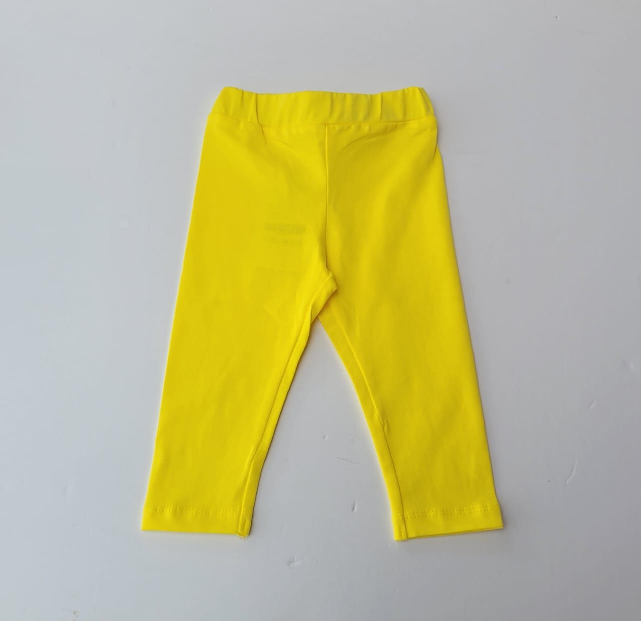 Kız Bebek Çocuk Pamuklu Esanek Yüksek Bel Sarı Tayt