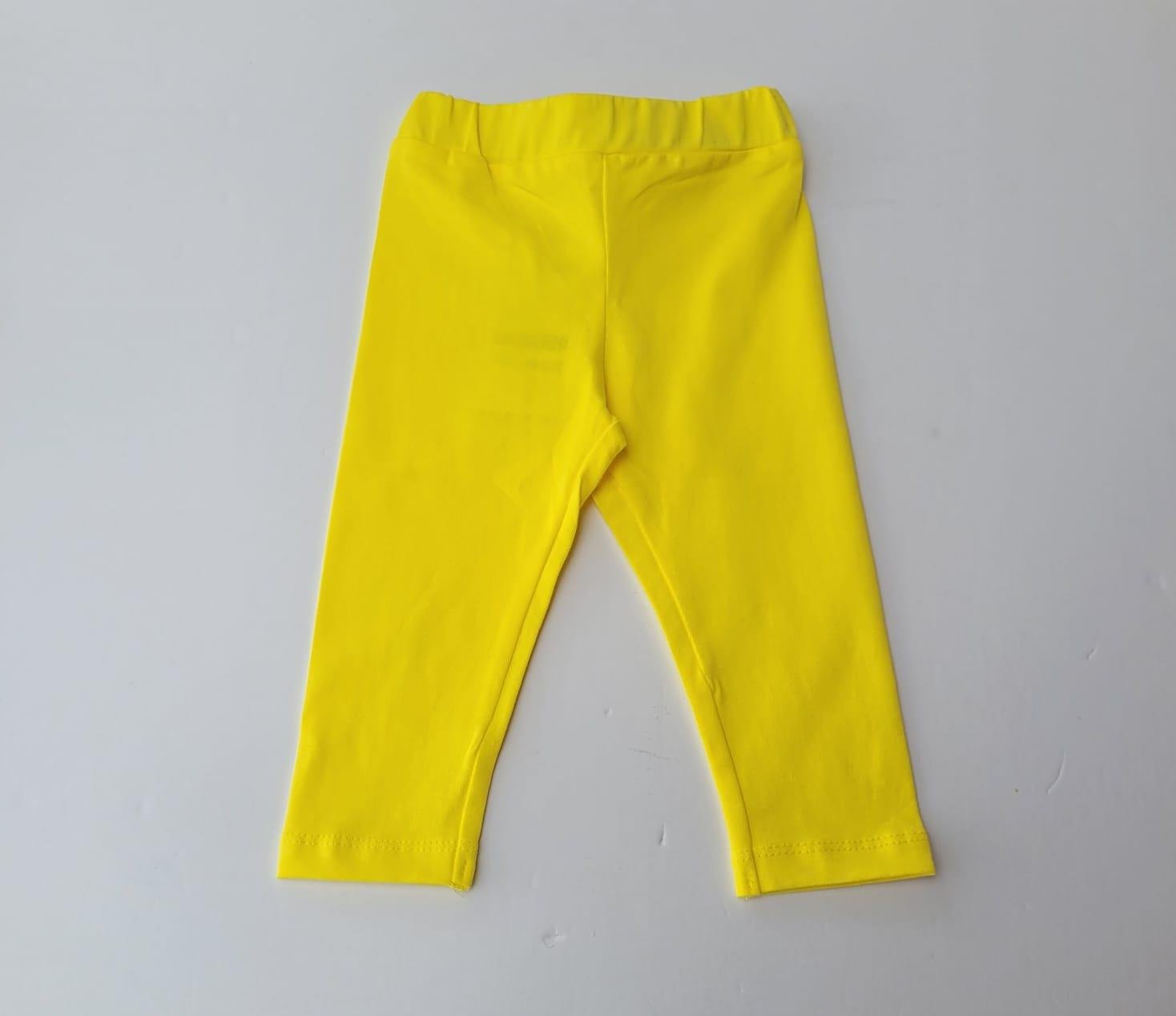 Kız Bebek Çocuk Pamuklu Esanek Yüksek Bel Sarı Tayt