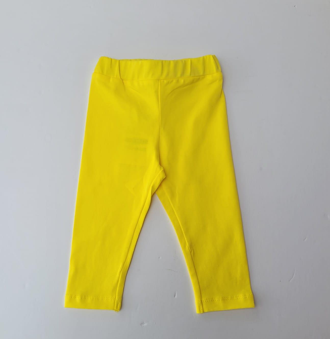 Kız Bebek Çocuk Pamuklu Esanek Yüksek Bel Sarı Tayt