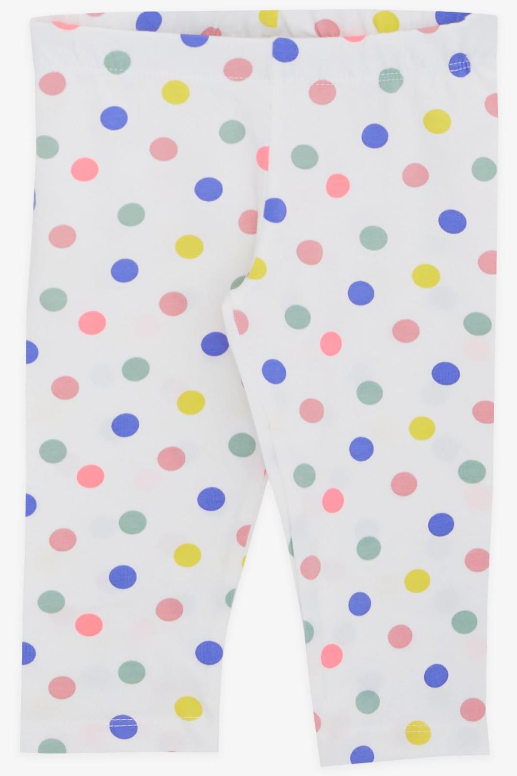 Kız Bebek Çocuk Pamuklu Renkli Puantiyetili Taytlı Takım