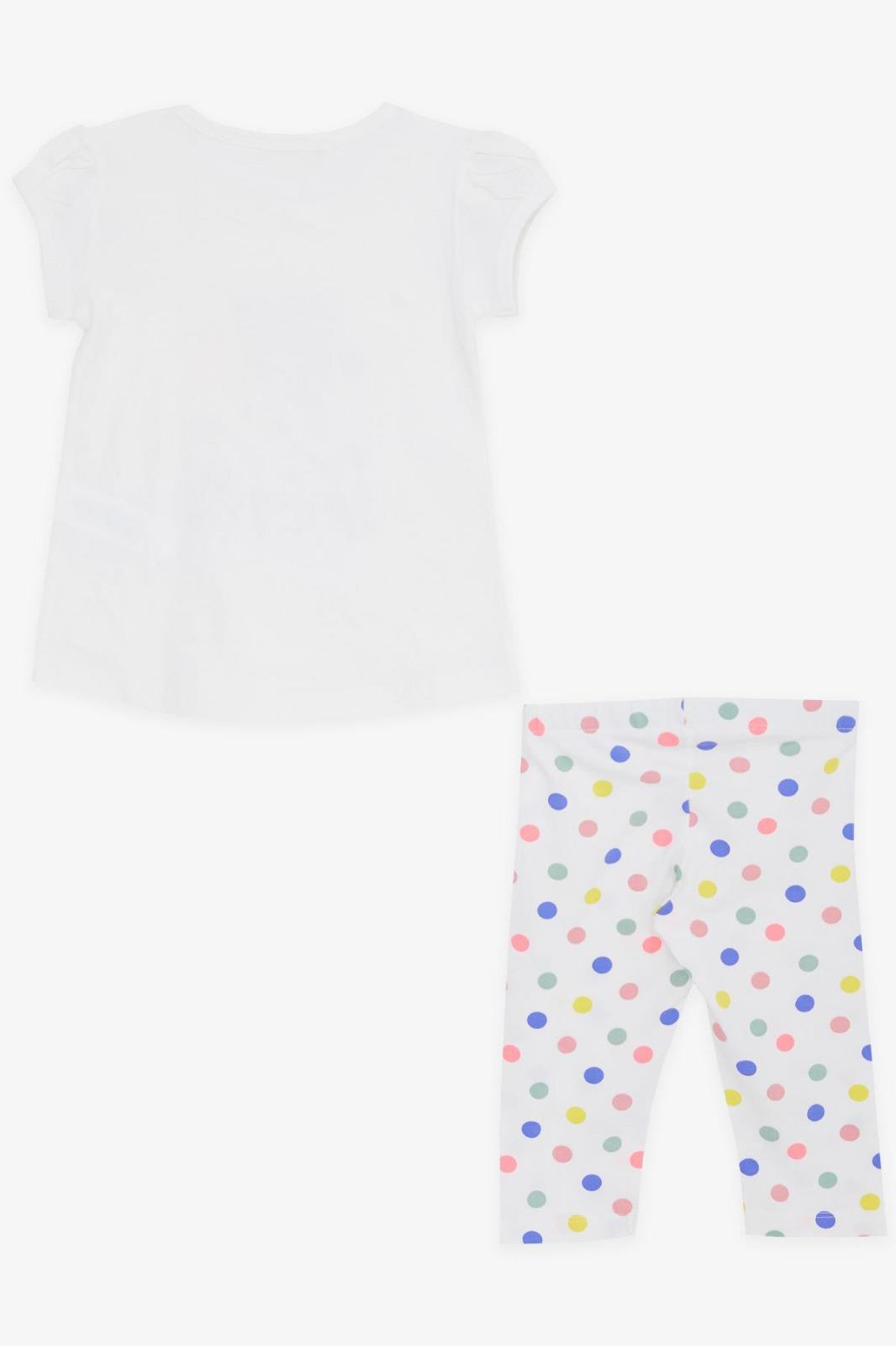 Kız Bebek Çocuk Pamuklu Renkli Puantiyetili Taytlı Takım