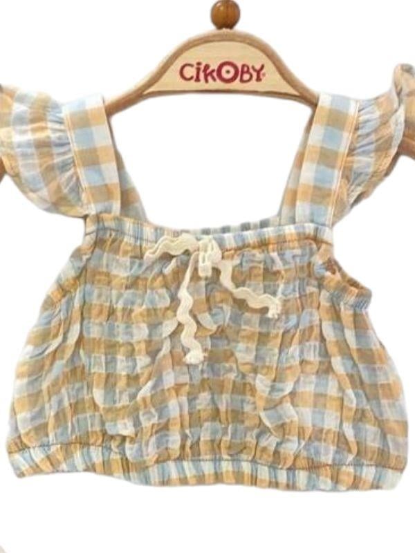 Kız Bebek Çocuk Üst Pütükare Askılı Şortlu Takım