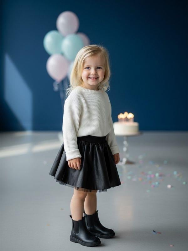 Kız Bebek Deri Kloş Etek